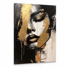    Slika za dnevni boravak ZLATO Portret Žensko lice Glamurozni stil Apstrakcija 80x120