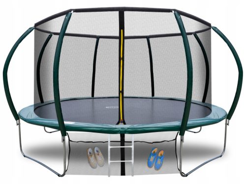 TRAMPOLINA ZA VRT 374CM 12FT S MREŽOM I STEPENICAMA
