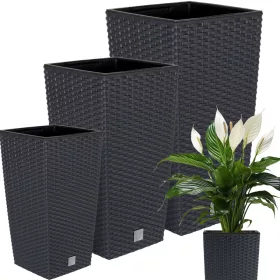    Deco4Home teglica za cvijeće 26 cm x 26 x 50 cm plastična antracit + 2 druga proizvoda