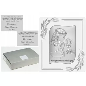   Prva sveta pričest srebrni obrazek Beltrami s besplatnim gravurom dimenzija 10x13 cm