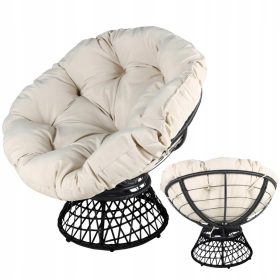   Vrtna okretna fotelja za terasu Saska 360 stupnjeva jasno krem