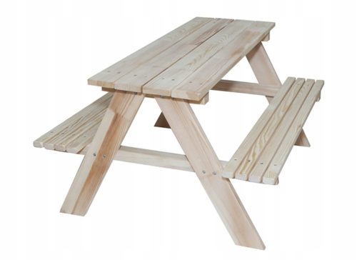 Drvena vrtna garnitura za djecu, stolik + 2 drvene klupe, dimenzije 92 x 78 x 52 cm
