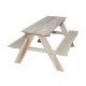 Drvena vrtna garnitura za djecu, stolik + 2 drvene klupe, dimenzije 92 x 78 x 52 cm