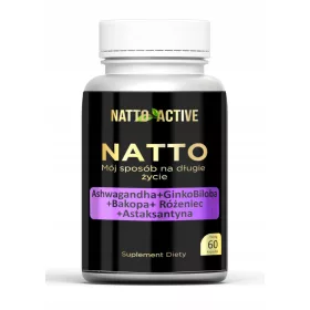   Kapsule Natto Active s Ashwagandhom, Ginko Bilobom, Bakopom, Rožencem i Astaksantinom - 60 kom
