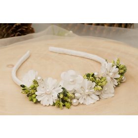 Opaska za Prvu Pričest s bijelim cvjetovima i biserima