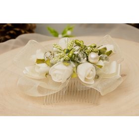   Luksuzni češalj za kosu s pričestnim ukrasom od bijelih ruža za vjenčanja i pričest