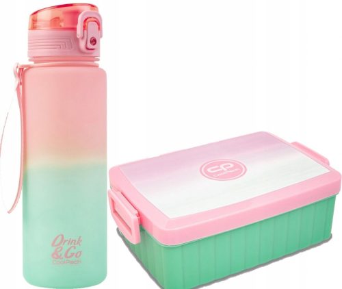 CoolPack boca za vodu i set za ručak s ombre dizajnom u roza boji, kapaciteta 600 ml za piće i 765 ml za hranu. Idealno rješenje za školu, posao ili putovanja. Boca je izrađena od visokokvalitetnog ma
