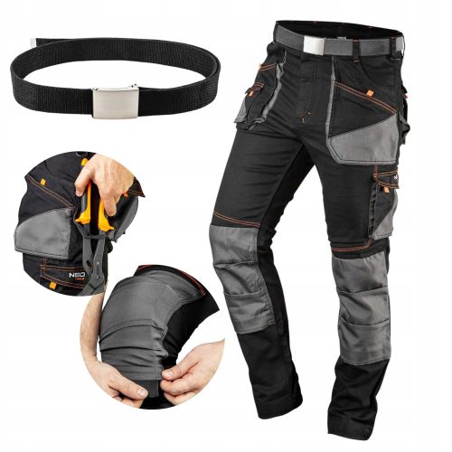 Neo Tools HD Slim radne hlače sa paskom, veličina L/52, 81-238-L