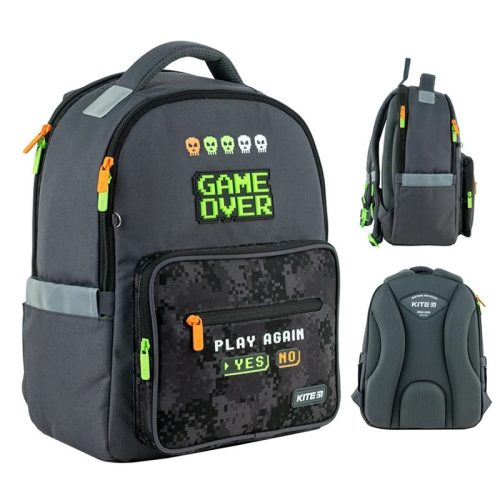 Kite školski ruksak za dječake GAME OVER sive boje 15 l