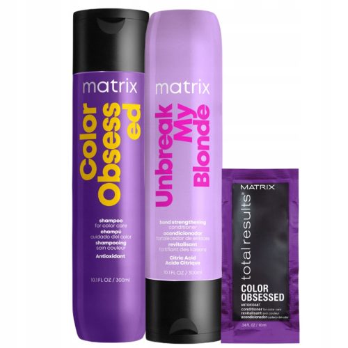 Matrix Set Color Obsessed + Unbreak My Blonde: šampon, regenerator 300 ml