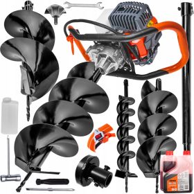    BENZINSKA BUŠILICA BUŠILICA ZA ZEMLJU SET BUŠILICA ZA TLO 10/20/30 CM + ULJE