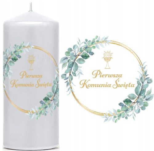 SVETA PRIČEST Komunijna Svijeća Dekoracija Stola Boho Lišće 20cm