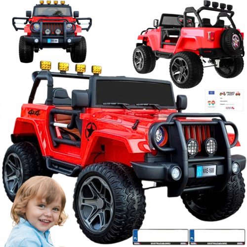  Automobil na akumulator Monster Jeep WXE1688 4X4 24v crveni
