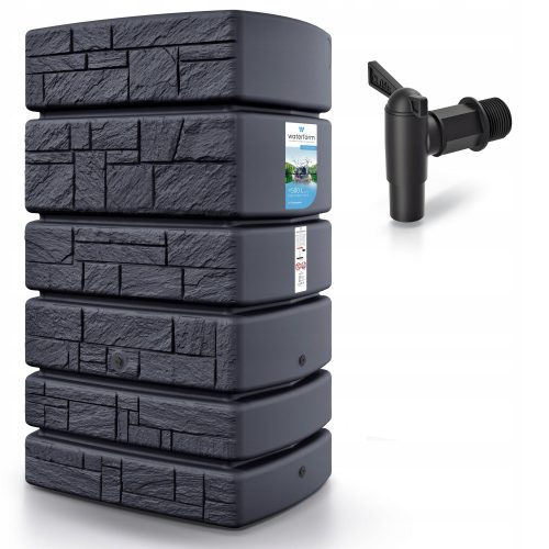  Prosperplast Tower Stone spremnik za kišnicu 130 x 77,5 cm 500 L antracit + Prosperplast slavina plastična 3/4