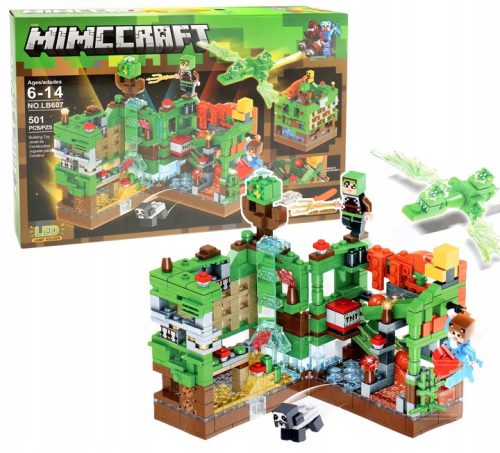  Minecraft BLOKIRA čak 501 element DRAGON BASE 2xLED