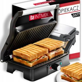   Električni roštilj s tosterom i funkcijom sklopivosti INTMIX Grill Toaster Toster 3u1 Električni crni 2400 W