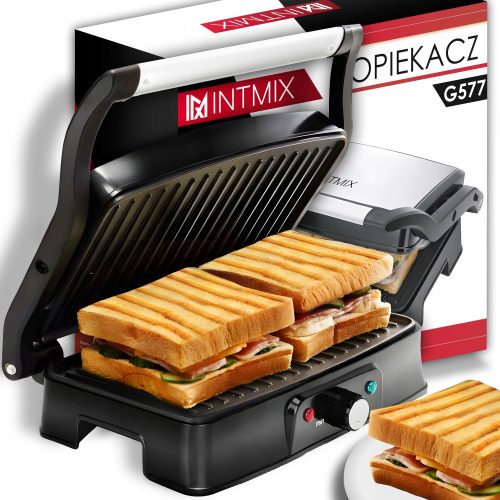 Električni roštilj s tosterom i funkcijom sklopivosti INTMIX Grill Toaster Toster 3u1 Električni crni 2400 W