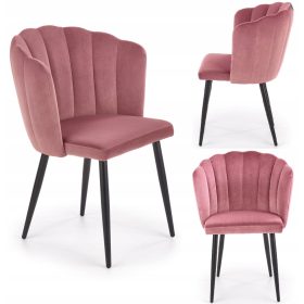 Elegantna roza stolica od velura za blagovaonicu - HALMAR