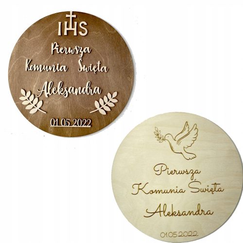 Kružna zidna tablica XXL dekoracija za Prvu pričest s personalizacijom