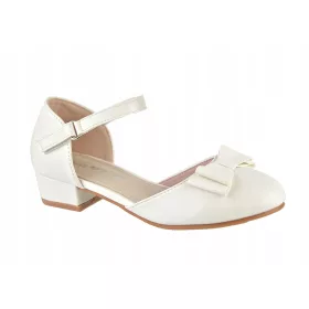   Miss Me dječje kožne pričesnice, bijele balerinke s mašnicom, veličina 31