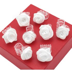 Krab kopče za kosu s bijelim ružama, 1,5 cm, 8 komada