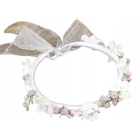   Vijenac za Prvu Pričest Bijelo-ljubičasto cvijeće 100% ručni rad