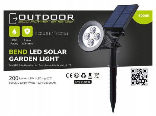  Eco Power Energy ugradbena solarna svjetiljka, crna, 39,5 cm, 1 kom.