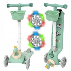   DJEČJI SKUTER NA TRI KOTAČA S BALANSIRANJEM, SVJETLEĆIM KOTAČIMA I SKLOPIVIM DINOSAURUSOM