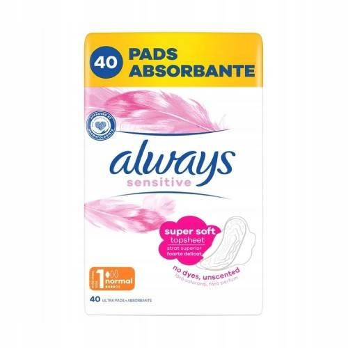 Always Ultra Osjetljivi Normal Plus (veličina 1) Higijenski ulošci s krilcima, 40 kom