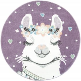 Dječji okrugli tepih s lama uzorkom