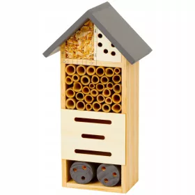 Hotel Kućica za Insekte od Drveta 13x8x26cm Prirodno Siva