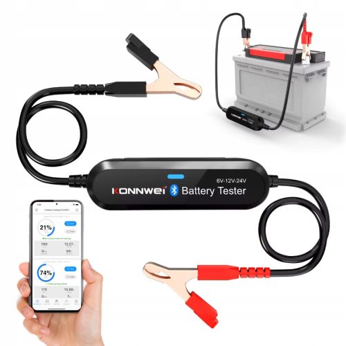 Tester baterije 6V 12V 24V Konnwei BK200 Bluetooth Android iPhone