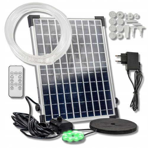 Solarna fontana za ribnjak s LED osvjetljenjem, panelom DC71 i daljinskim upravljačem