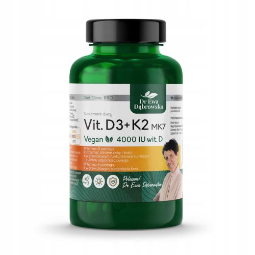 Veganski dodatak prehrani Vitamini D3 + K2 MK7 od Dr Ewa Dąbrowska, 60 kapsula
