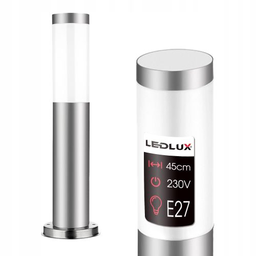 Okrugli LED stup za vrt E27 45cm INOX dekorativni