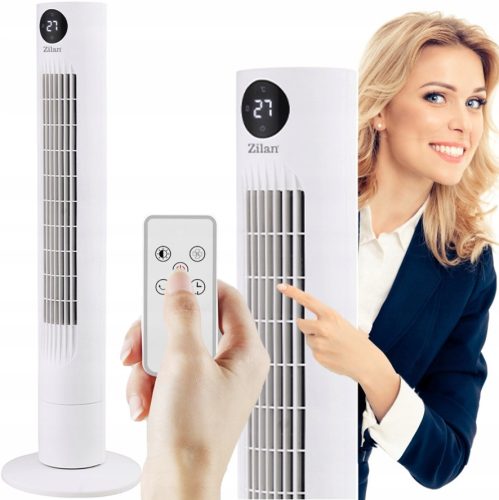  STUPNI VENTILATOR 60W BIJELI 90CM + DALJINSKI UPRAVLJAČ OSCILACIJSKI TERMOMETAR TURBO POWER
