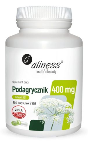Aliness Ekstrakt Podagrycznika 10:1 400mg - 100 Veganskih Kapsula