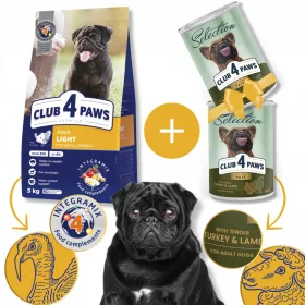    CLUB 4 PAWS suha hrana za pretile pse malih pasmina Light 5 kg + GRATIS