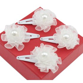 Cvjetne kopče za kosu, 4 komada, bijela hostija