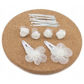   SET UKRASA ZA KOSU ZA DJEVOJČICE, 16 komada, bijeli cvjetni komplet za prvu pričest