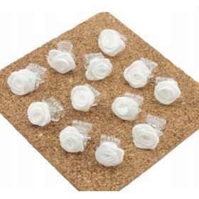   Zabice za kosu s bijelim ružicama, 12 komada, 1 cm, idealne za komunikacije i posebne prigode