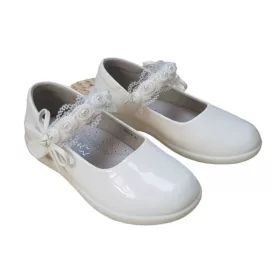   Balerine za djevojčice ZOFIA bijele s ukrasnim kopčom broj 37