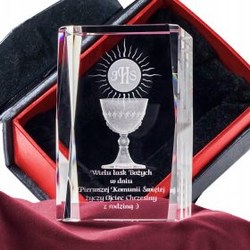   Upečatljivi 3D kristalni okvir s slikom Hostije 1. Svete Pričesti