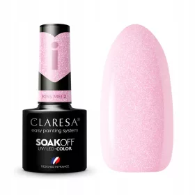   CLARESA KISS ME 2 HYBRID LAK ZA NOKTE HYBRID SVIJETLO ROZA S PARKAMA
