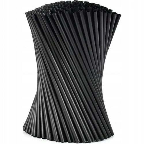  Slamke za piće, crne, ravne, 7 mm, 24 cm, 500 kom.