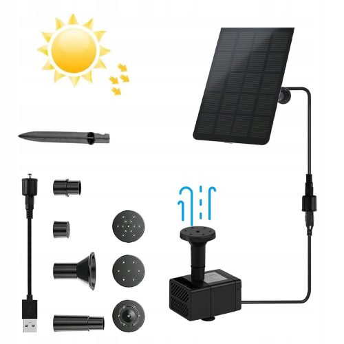  2.5W SOLARNA VRTNA FONTANA PLUTAJUĆA PUMPA ZA RIBNJAK POSTOJI 7 RAZLIČITIH MLAZNICA
