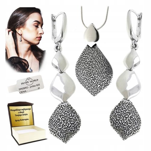 ELEGANTNI SET NAKITA OD SREBRA 925 KAPLJICE SUZA + SET ZA GRAVIRANJE