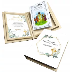    BIBLIJA U KUTIJI POKLON ZA PRIČEST SUVENIR SVETO PISMO POKLON ZA PRIČEST