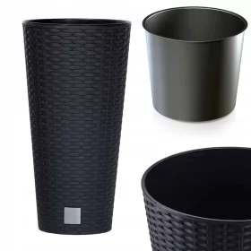    Prosperplast saksija 17 cm x 17 x 32,4 cm promjer 17 cm plastične nijanse sive i srebrne