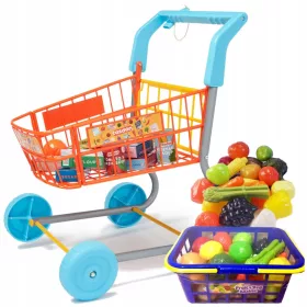    KOŠARICA ZA KUPOVANJE I KUPOVAČKI SET S VOĆEM I POVRĆEM SUPERMARKET